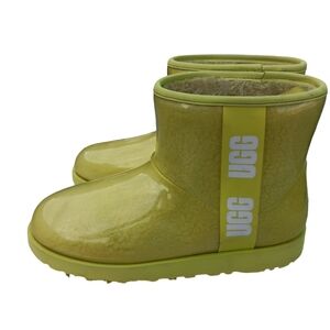 UGG Classic Mini Waterproof Clear Boot Neon Green Size 10